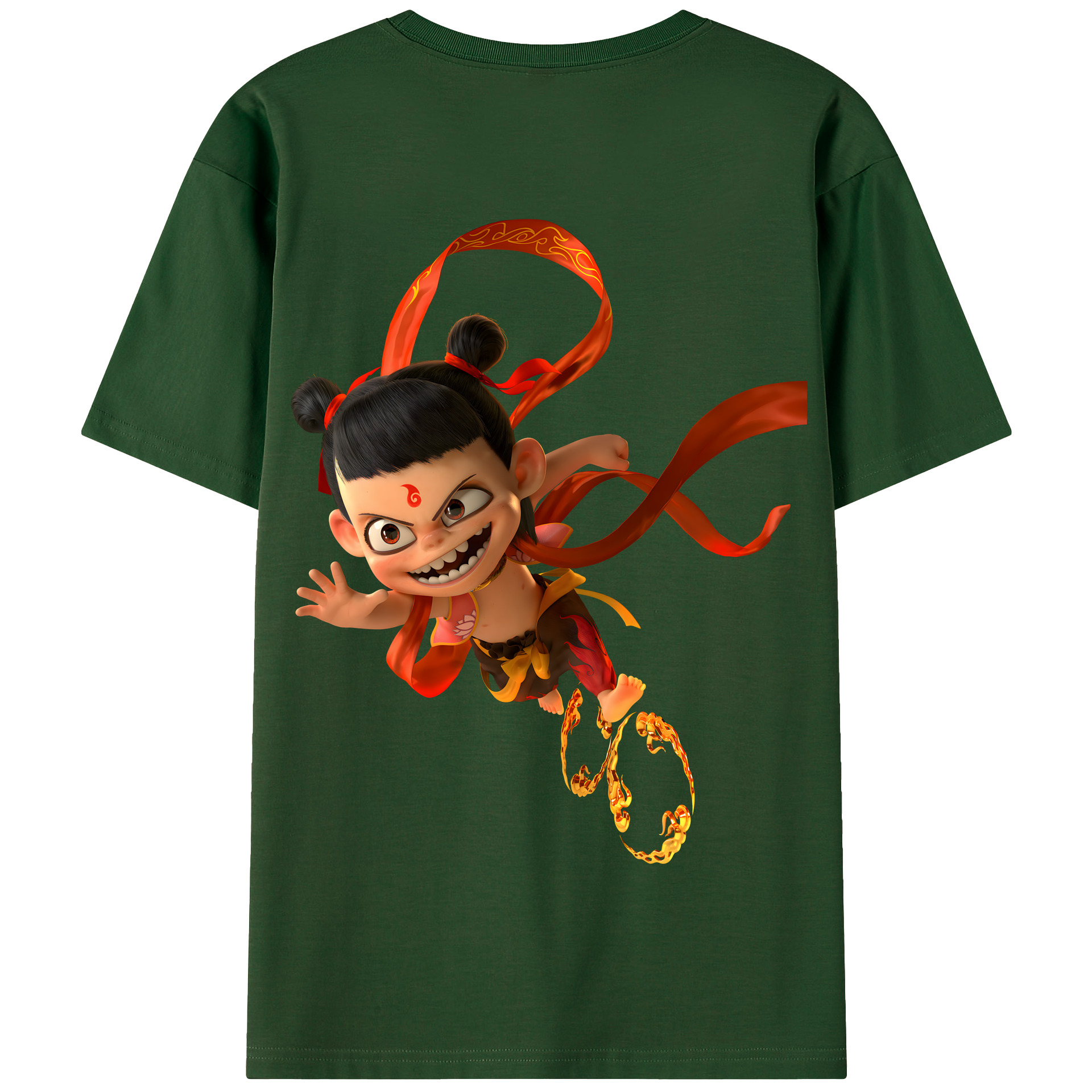 （画像用） Ne Zha 2 ナタ 魔童の大暴れ 綿100％半袖Tシャツ（背面プリント）